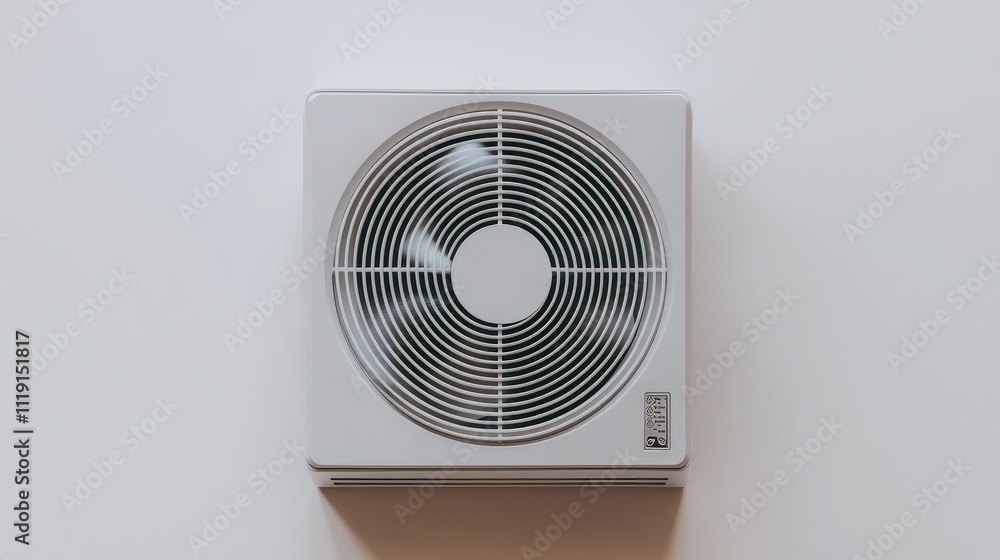 Air Conditioning Unit with Grille on White Background for Cooling Needs Air Conditioning Unit with Grille on White Background for Cooling Needs