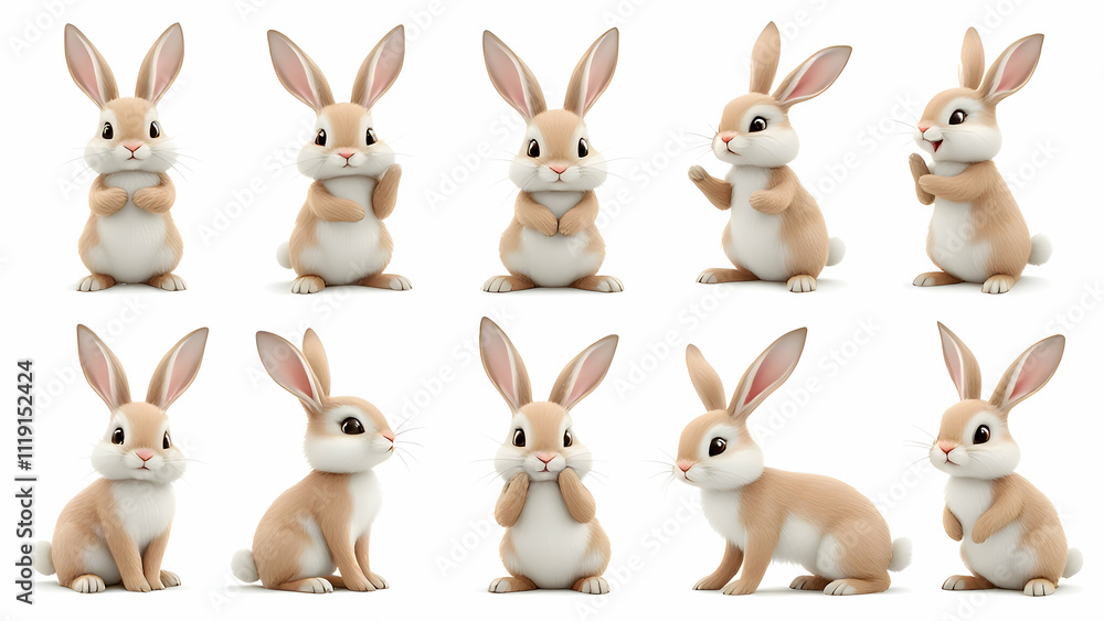 Cartoon rabbits isolated on white Cartoon rabbits isolated on white