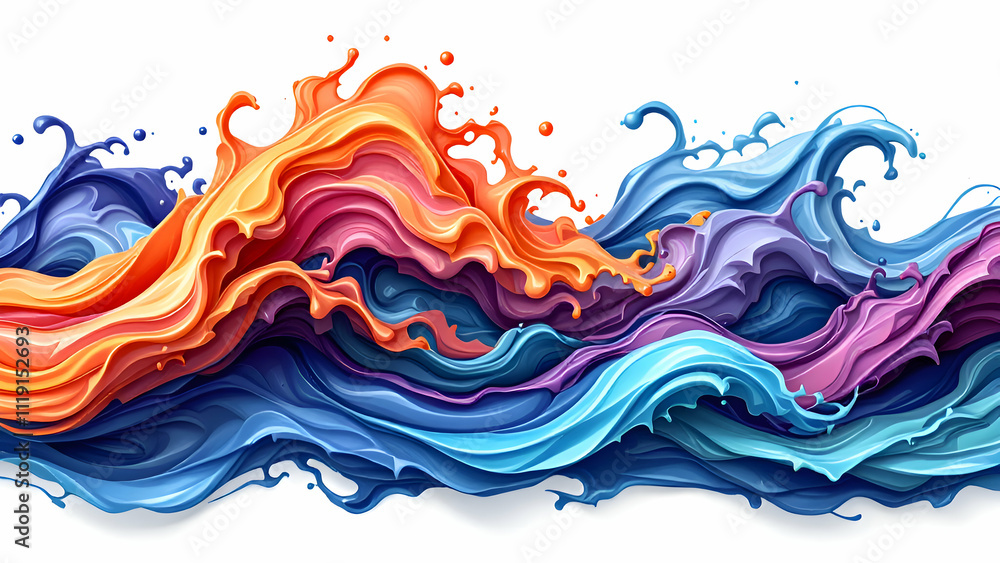 Fototapeta premium Colorful paint waves on white background