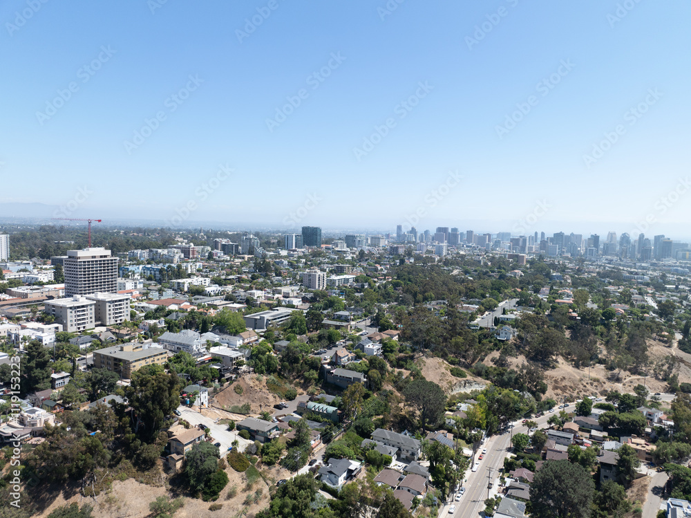 Obraz premium Aerial view above Hillcrest neighborhood in San Diego, South California. USA. High quality photo
