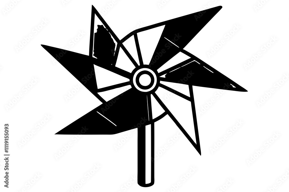 Fototapeta premium Vector illustration of a toy windmill vector art illustration 