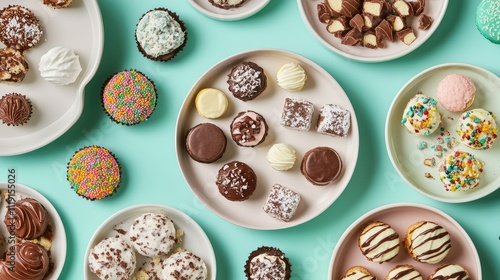 Delicious Assortment of Colorful Desserts and Sweets on a Table