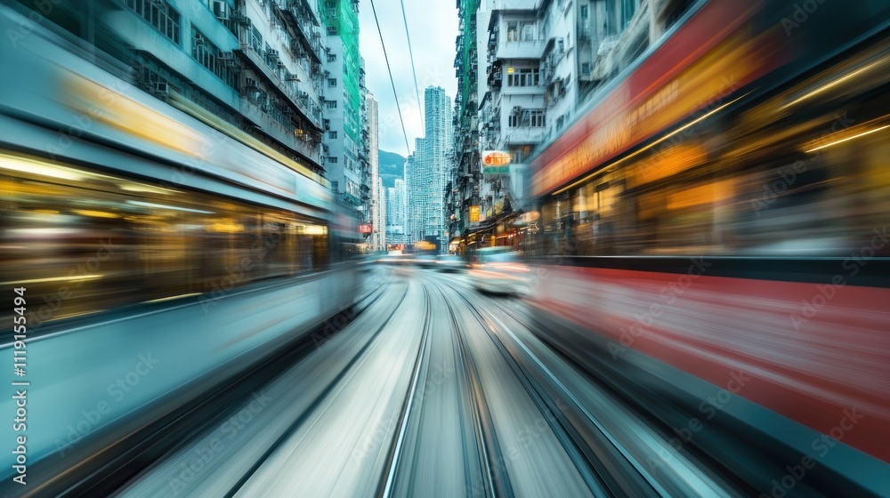 Motion Blur of a Tram Through Hong Kong Motion Blur of a Tram Through Hong Kong