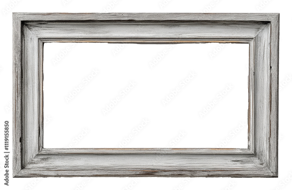 Rustic wooden picture frame with textured finish on transparent background, decorative art concept Rustic wooden picture frame with textured finish on transparent background, decorative art concept