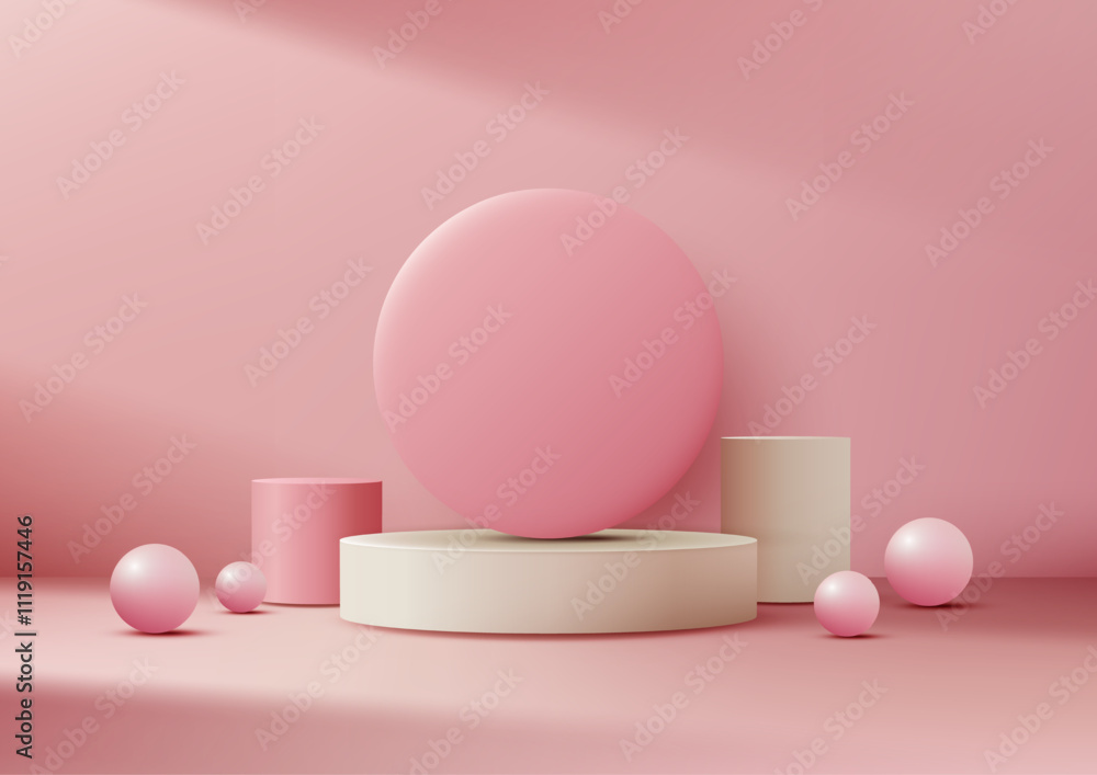 Pink 3D Circle Platform with Minimal Design for Product Mockup and Modern Showcase in Pastel Aesthetic Pink 3D Circle Platform with Minimal Design for Product Mockup and Modern Showcase in Pastel Aesthetic