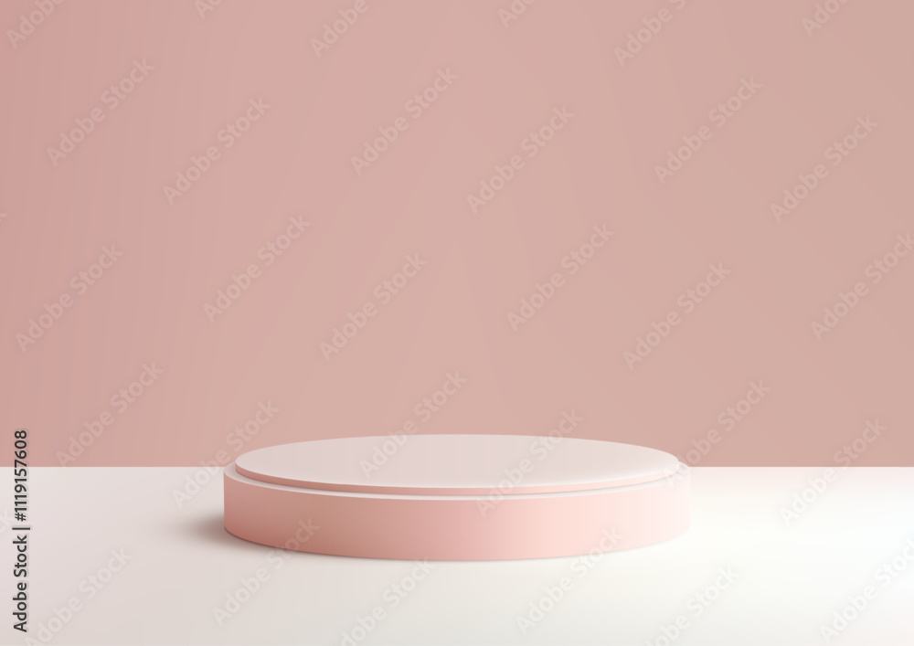 Minimalist 3D Pink Podium on White Floor with Soft Pink Background for Product Display Mockup Branding and Showroom Showcase in Modern Design Minimalist 3D Pink Podium on White Floor with Soft Pink Background for Product Display Mockup Branding and Showroom Showcase in Modern Design