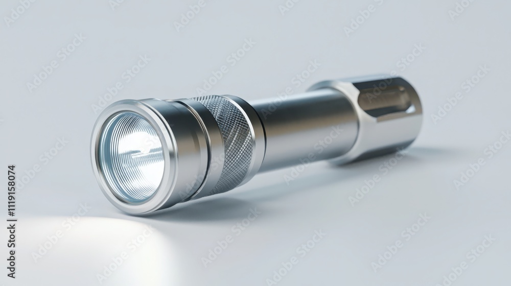 Illuminate your workspaceprecision flashlight showcase professional environment technical overview white metallic design Illuminate your workspaceprecision flashlight showcase professional environment technical overview white metallic design