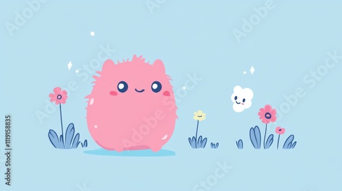Cute Monster Mayhem: A Simple Cartoon Illustration