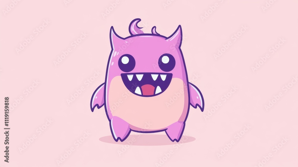 Fototapeta premium Cute Monster Mayhem: A Simple Cartoon Illustration