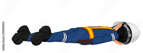 A worker is lying on the floor