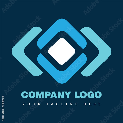 Modern Latest Sky Company Logo with Interlocking Geometric Shapes on a Dark Blue Background business logo template.