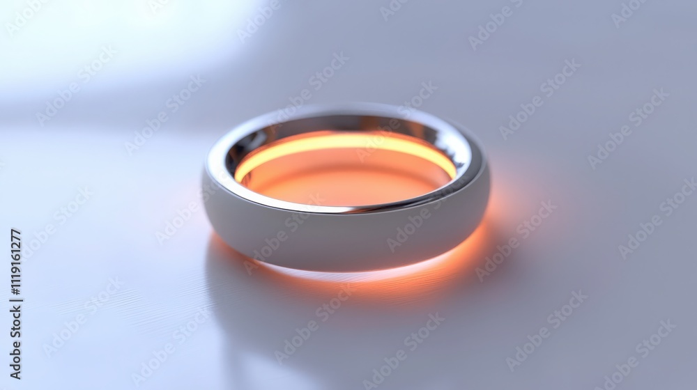Track your health high-end smart health tracking ring on pure white metallic finish in soft ambient environment for personal wellness Track your health high-end smart health tracking ring on pure white metallic finish in soft ambient environment for personal wellness