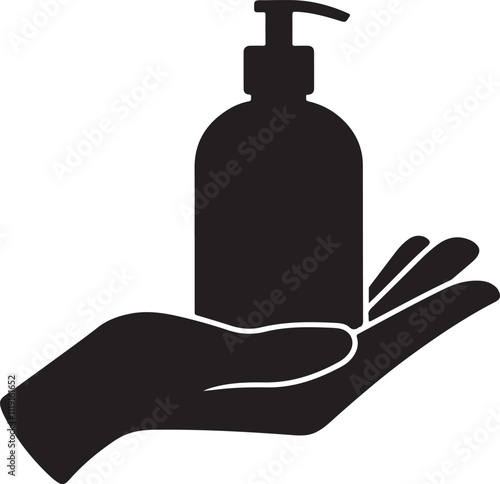 Hand sanitizer icon silhouette vector style with white backgroun