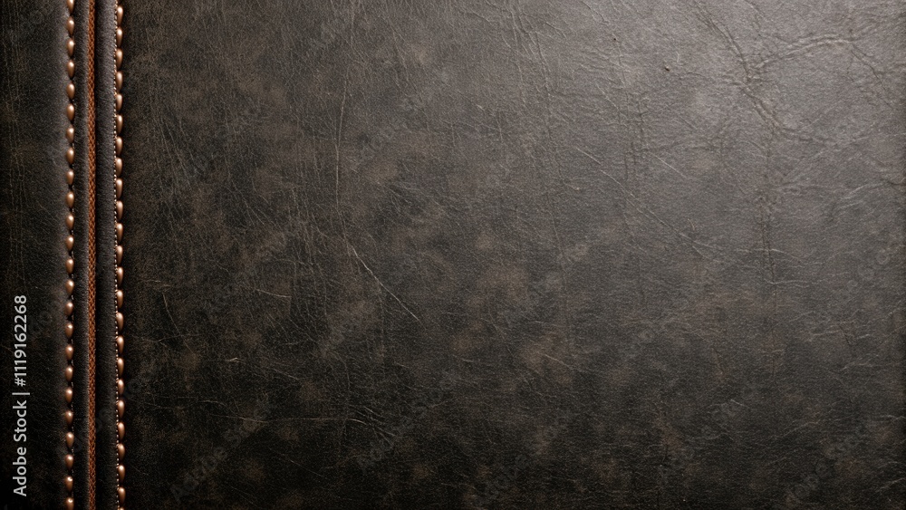Fototapeta premium Close-Up of Distressed Leather Texture with Stitching Details