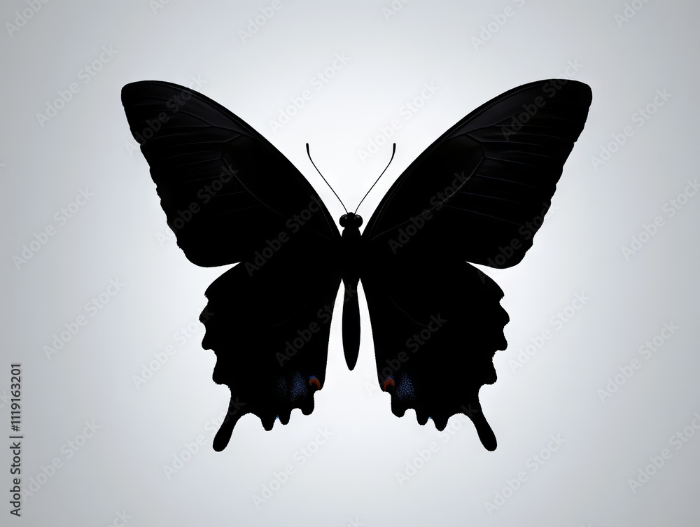 Fototapeta premium A black butterfly on a gray background