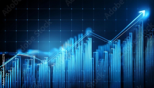 Wallpaper Mural Ascending blue bar graph represents financial growth and market trends. Torontodigital.ca