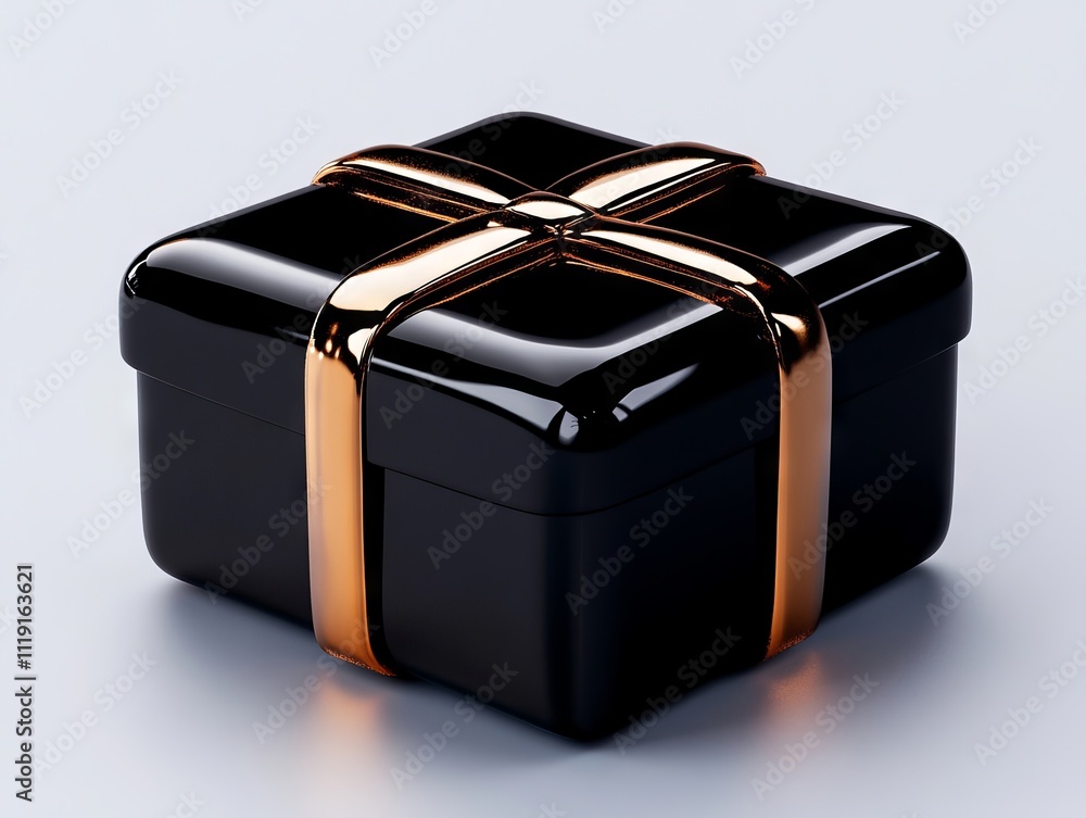 A black box with a gold ribbon tied around it A black box with a gold ribbon tied around it
