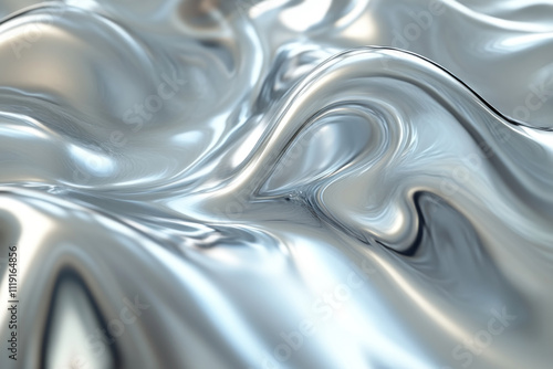 Liquid silver metallic wavy background.