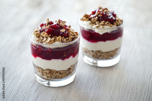 Wallpaper Mural Yogurt parfait with granola and berry compote. Perfect for healthy breakfast or dessert imagery. Torontodigital.ca