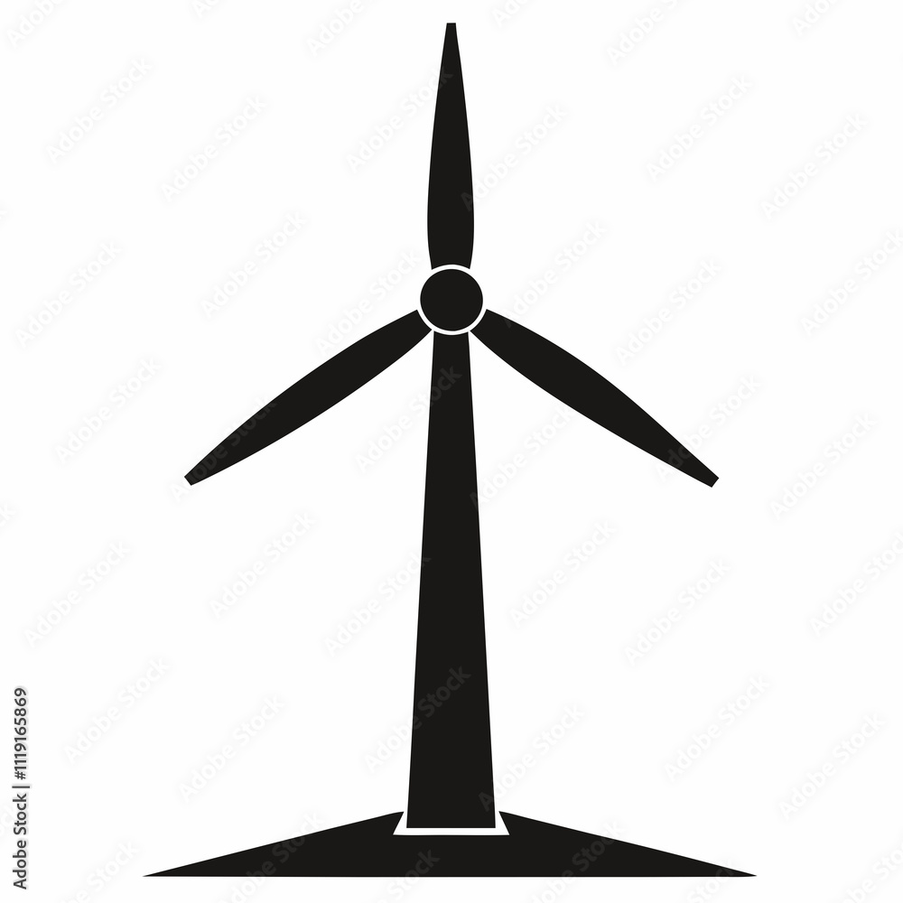 Smart Wind Turbine Silhouette - Black Vector Art Smart Wind Turbine Silhouette - Black Vector Art