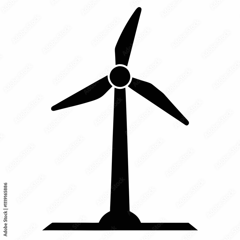 Smart Wind Turbine Silhouette - Black Vector Art Smart Wind Turbine Silhouette - Black Vector Art