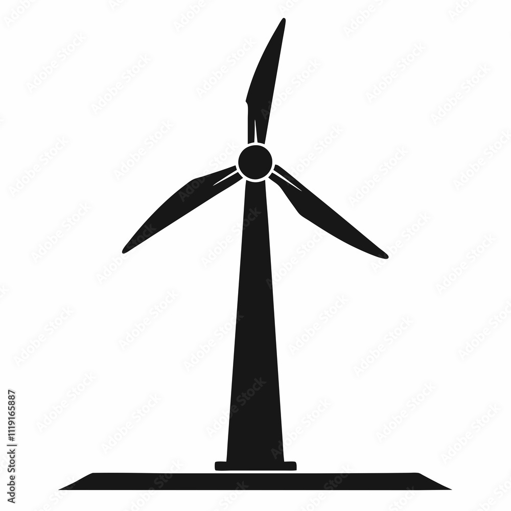 Smart Wind Turbine Silhouette - Black Vector Art Smart Wind Turbine Silhouette - Black Vector Art