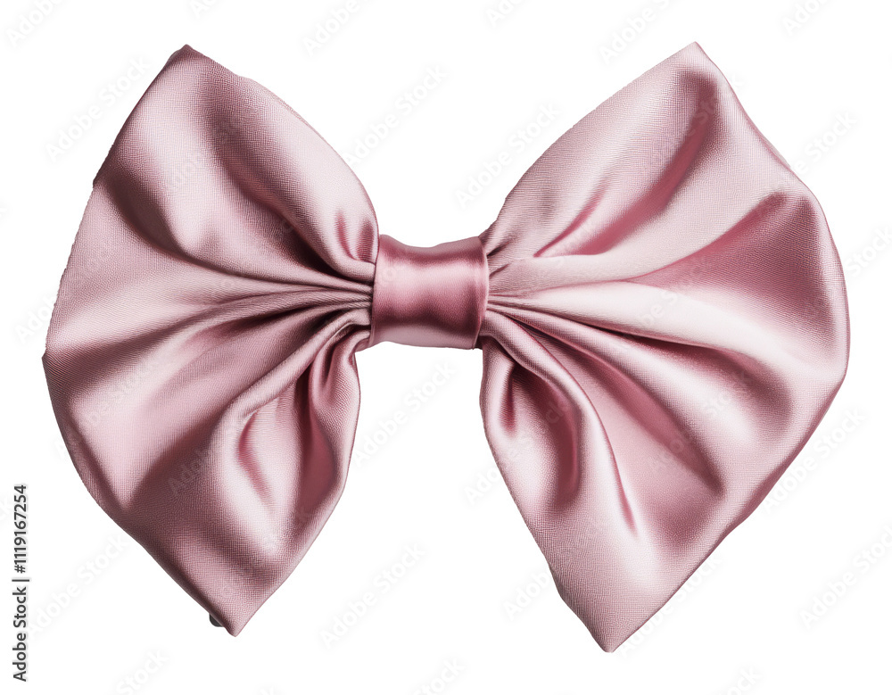 Pink satin bow with elegant folds on transparent background. Fashion and accessory concept Pink satin bow with elegant folds on transparent background. Fashion and accessory concept