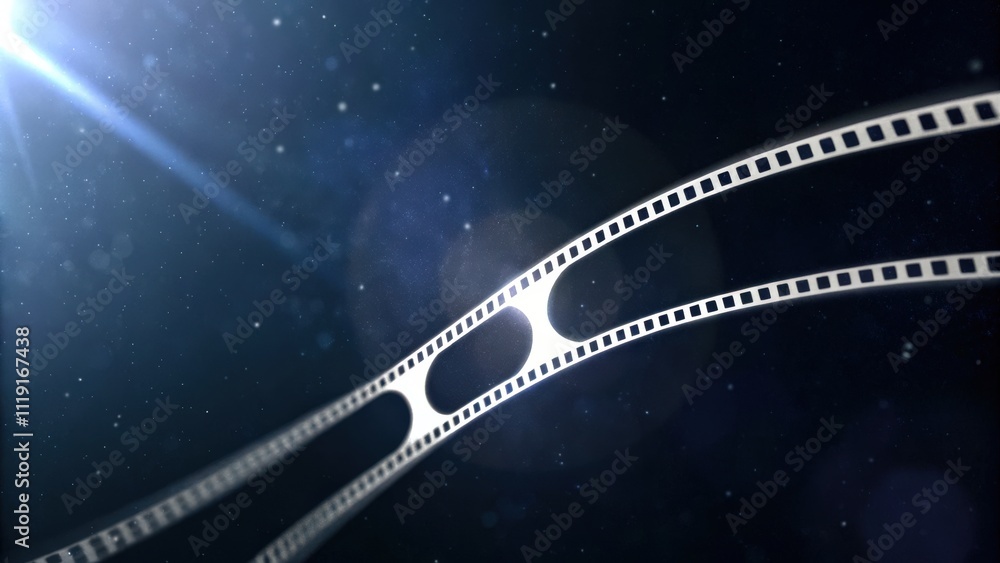 Naklejka premium Filmstrip on a Starry Cosmic Background