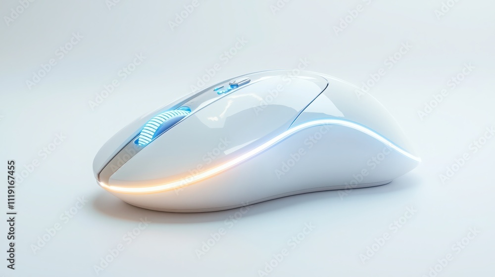 Enhancing productivity with an ergonomic precision input device featuring programmable lighting and optical sensor technology on a white background Enhancing productivity with an ergonomic precision input device featuring programmable lighting and optical sensor technology on a white background