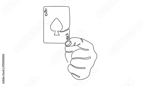 continuous line of ace of spade card illustration