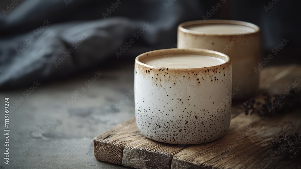 Savoring creamy chai latte in artisan ceramics cozy relaxation atmosphere warm lighting for ultimate comfort Savoring creamy chai latte in artisan ceramics cozy relaxation atmosphere warm lighting for ultimate comfort