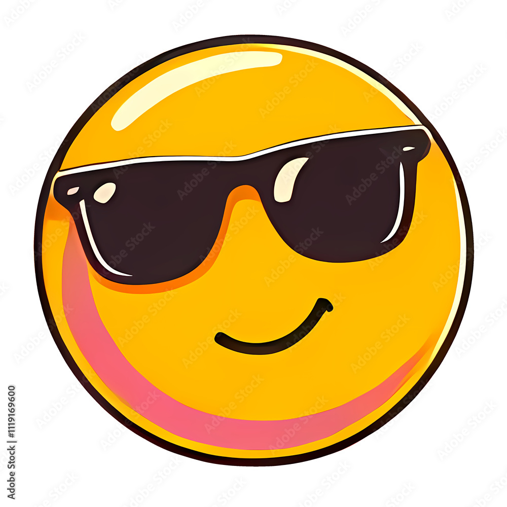 Smirking Emoji with sunglasses icon vector illustration for streamers and t-shirt designs Smirking Emoji with sunglasses icon vector illustration for streamers and t-shirt designs