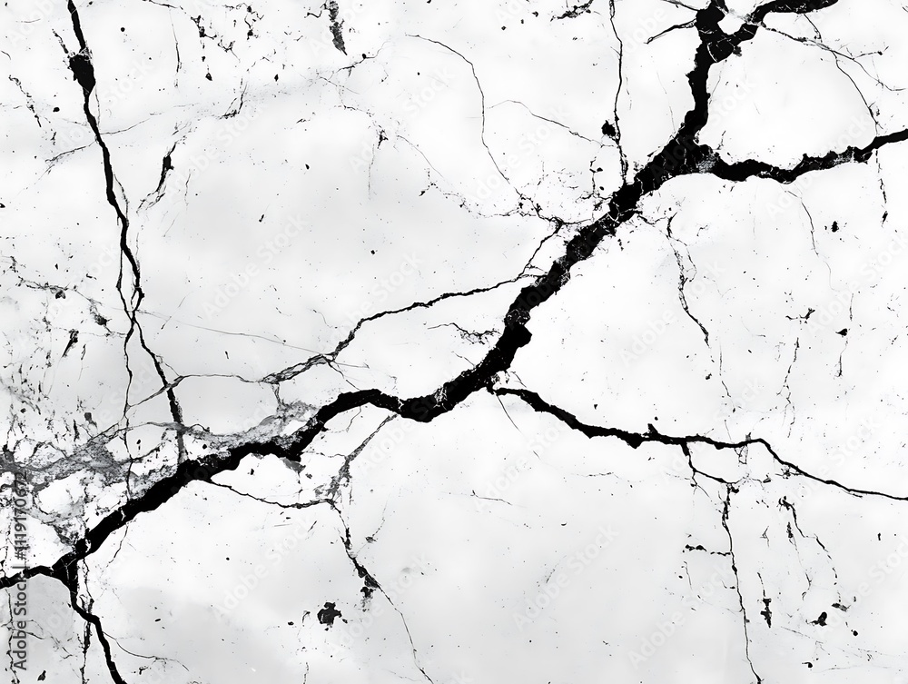 Obraz premium Black veins on white marble texture.