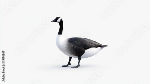 A stylized representation of a goose standing on a white background.