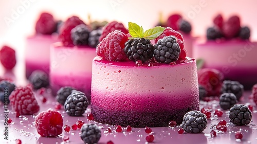 Stylish pantone-inspired abstract mousse desserts culinary art studio food photography bright environment dessert concept