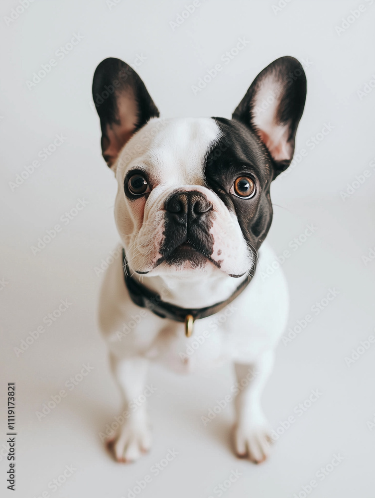 Fototapeta premium a black and white French Bulldog