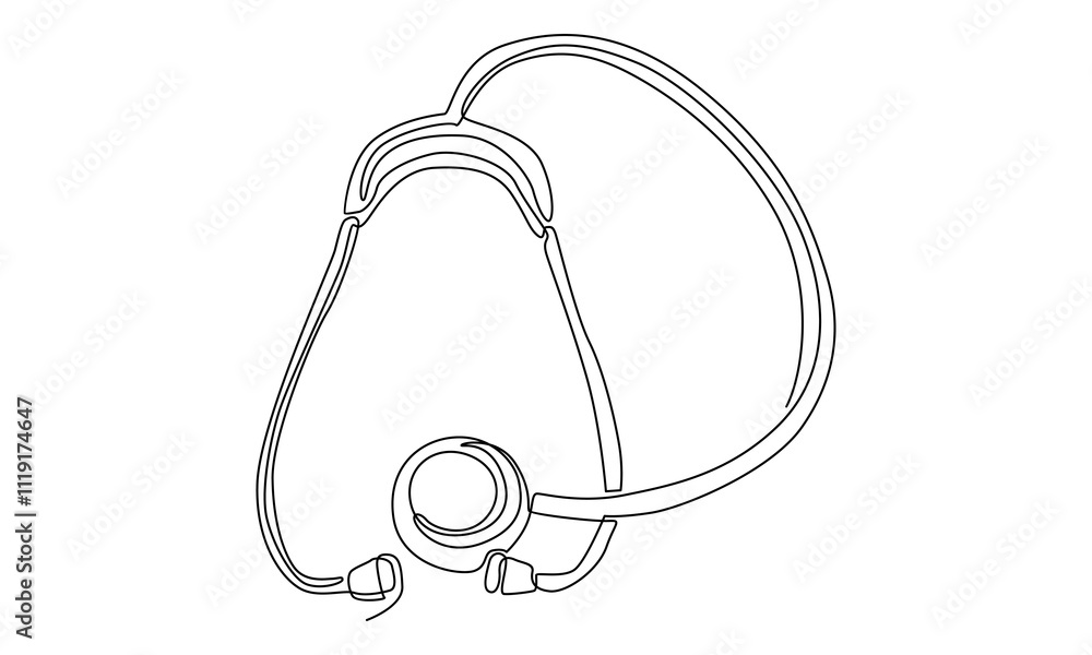 Fototapeta premium continuous line of Stethoscope illustration