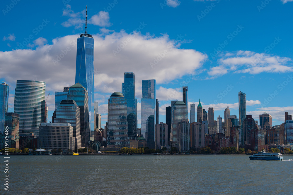 NYC, NY. New York City Skyline with Urban Skyscrapers USA. New York City skyline, cityscape of Manhattan in USA. Panoramic view on Manhattan. NYC, NY. New York City Skyline with Urban Skyscrapers USA. New York City skyline, cityscape of Manhattan in USA. Panoramic view on Manhattan.