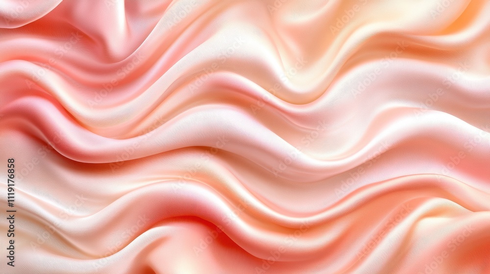 Peach-colored silk fabric with soft waves. Ideal for fashion, beauty, or luxury product background. Peach-colored silk fabric with soft waves. Ideal for fashion, beauty, or luxury product background.