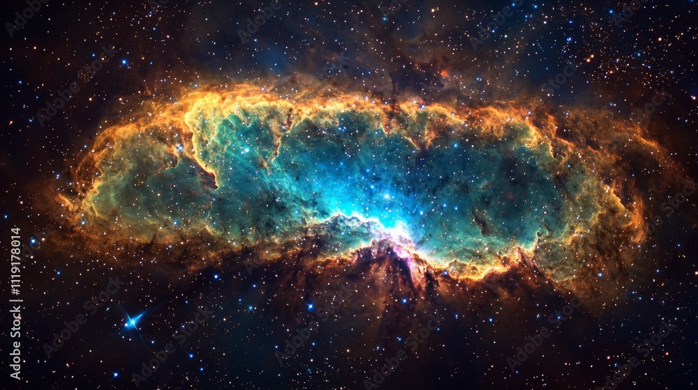 Fototapeta premium Cosmic Nebula Glowing Gas Stars Space Exploration High Resolution
