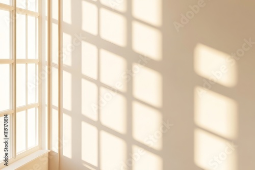 Wallpaper Mural Bright Sunlight Illuminates Minimalist Room Interior Design. White empty room with floor and Featuring a Potted Plant and Soft Beige Walls Natural. Interior at morning light coming from window	 Torontodigital.ca