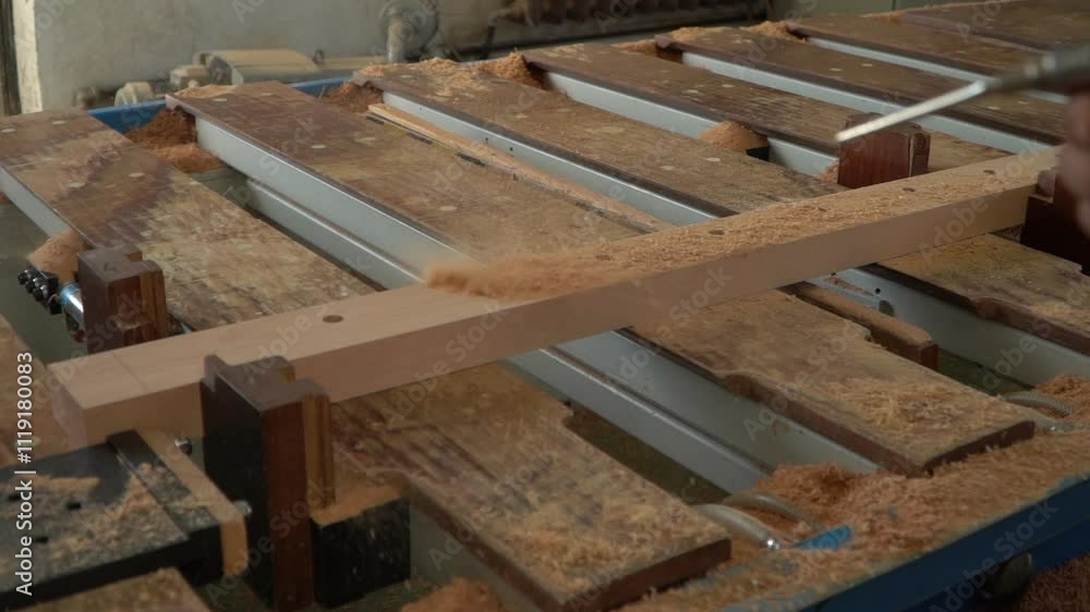 Wood and Sawdust in a Workshop 4k Wood and Sawdust in a Workshop 4k