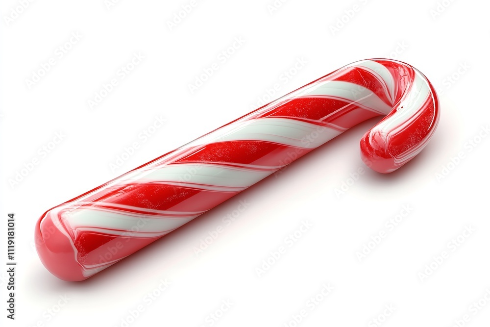 Fototapeta premium Excellent quality, realistic red candy cane isolated on a white backdrop. Generative Ai