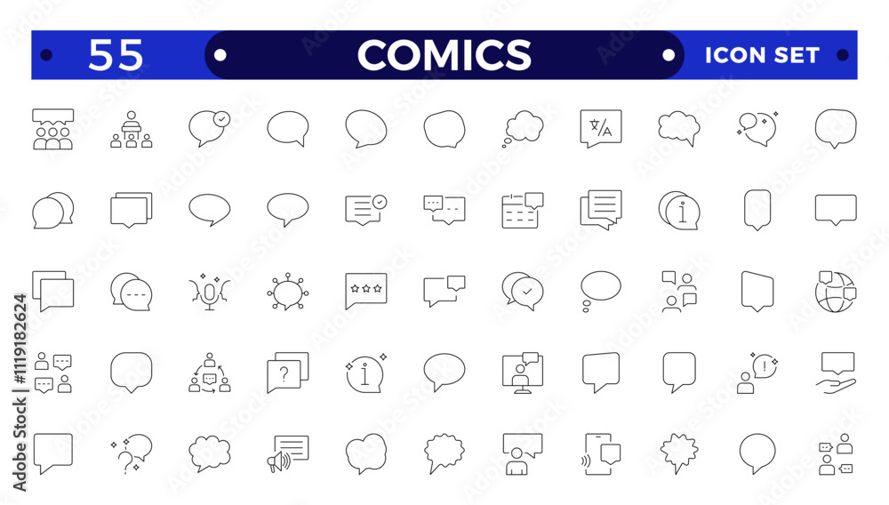 Comics outline icon set. Speech bubble line icon big set. Talk, people, man, user, dialog, chat, cloud etc. Talking, speaking, chatting, screaming, laughing, thinking, dreaming bubbles. Comics outline icon set. Speech bubble line icon big set. Talk, people, man, user, dialog, chat, cloud etc. Talking, speaking, chatting, screaming, laughing, thinking, dreaming bubbles.