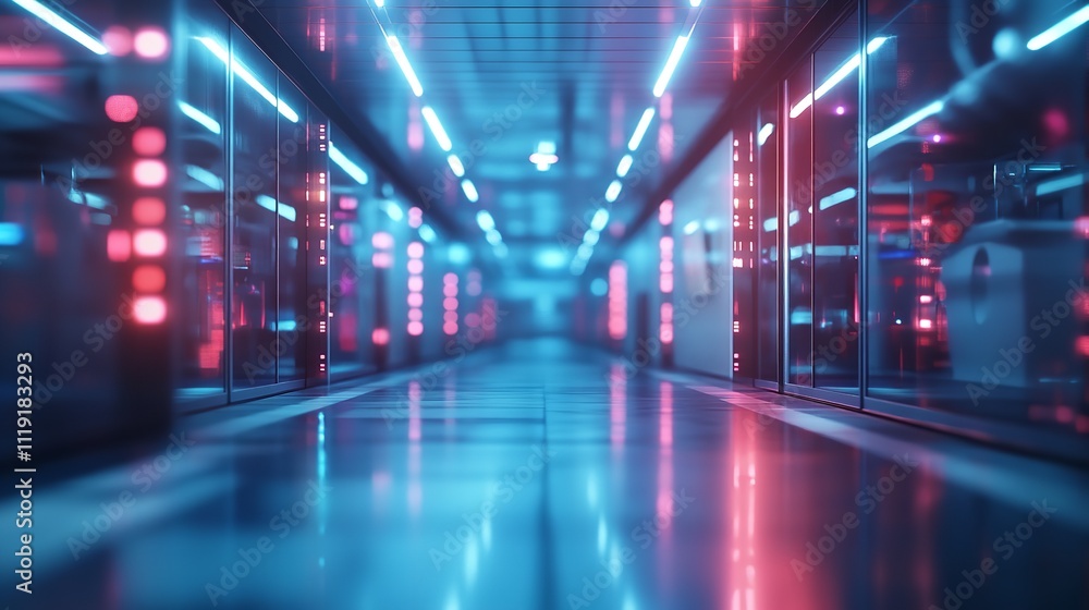 Futuristic Data Warehouse with Digital Interface Futuristic Data Warehouse with Digital Interface