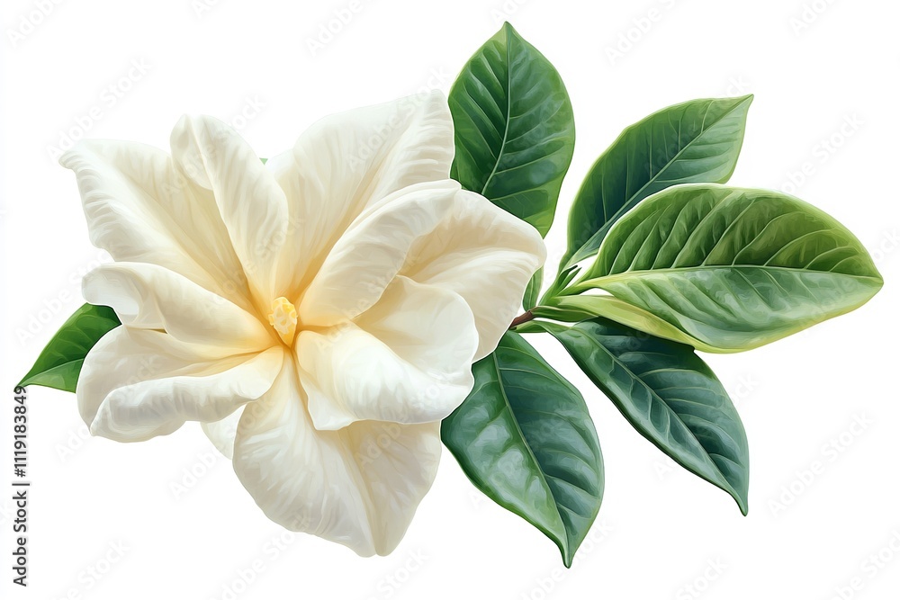 High-quality, realistic jasmine bloom isolated on a white backdrop. Generative Ai High-quality, realistic jasmine bloom isolated on a white backdrop. Generative Ai