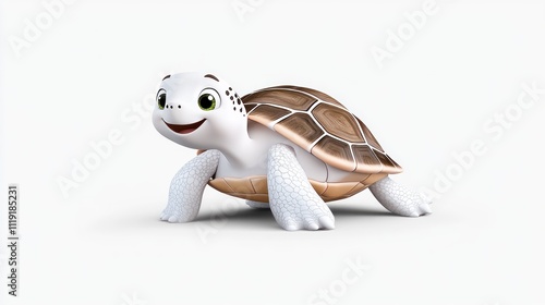 Cartoon turtle character with a friendly expression and playful design. photo