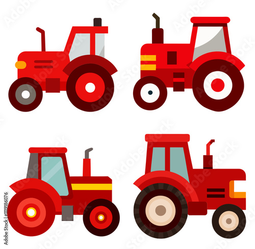 Red tractor icon vector illustration