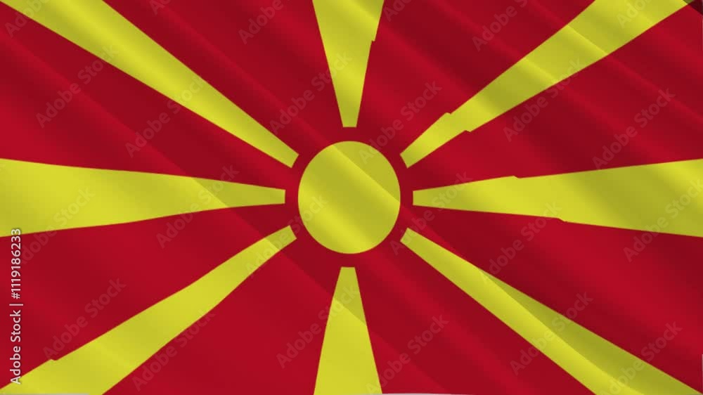 North Macedonia Waving Flag, Motion Animation of North Macedonia National Flag North Macedonia Waving Flag, Motion Animation of North Macedonia National Flag
