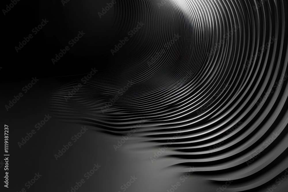 Abstract grayscale image of curving lines. Perfect for tech, design, or futuristic concepts. Abstract grayscale image of curving lines. Perfect for tech, design, or futuristic concepts.